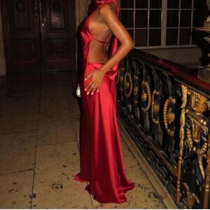 Zara Elegant Red Satin Gown